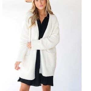 Fabulous Allure Ivory Fuzzy Knit Cardigan